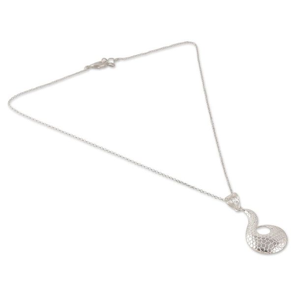 Alternate image for High-Polished Silver-Plated Brass Pangolin Pendant Necklace Beaming Waves
