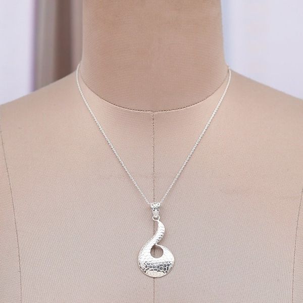 Alternate image for High-Polished Silver-Plated Brass Pangolin Pendant Necklace Beaming Waves
