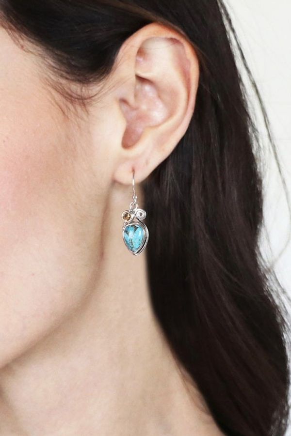 Alternate image for Citrine and Composite Turquoise Dangle Earrings from India Summer Success