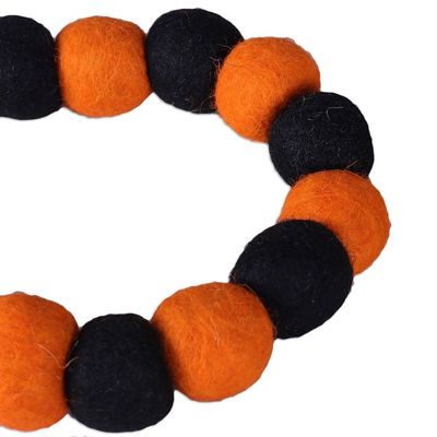 Alternate image for Handcrafted Orange and Black Wool Felt Pompom Garland Halloween Flare