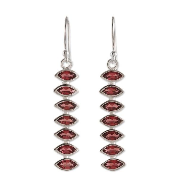 Alternate image for Polished Three-Carat Natural Garnet Dangle Earrings Romantic Balance