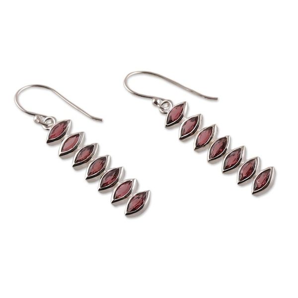 Alternate image for Polished Three-Carat Natural Garnet Dangle Earrings Romantic Balance