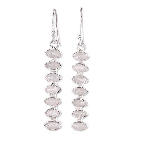 Alternate image for Natural 3-Carat Marquise Rainbow Moonstone Dangle Earrings Lunar Balance