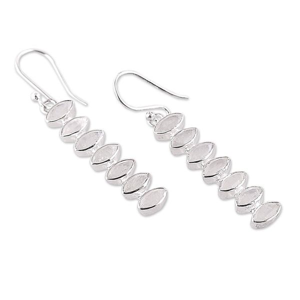 Alternate image for Natural 3-Carat Marquise Rainbow Moonstone Dangle Earrings Lunar Balance