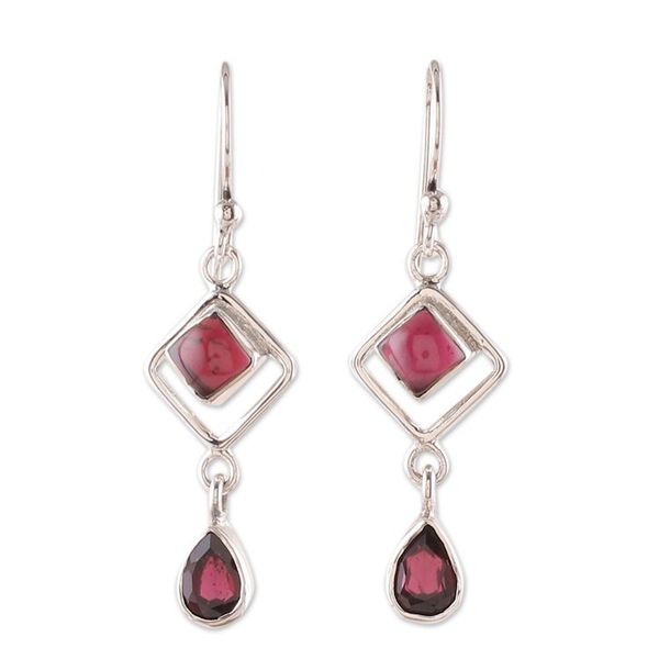 Alternate image for One-Carat Natural Garnet Sterling Silver Dangle Earrings Duchess Passion