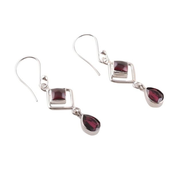 Alternate image for One-Carat Natural Garnet Sterling Silver Dangle Earrings Duchess Passion