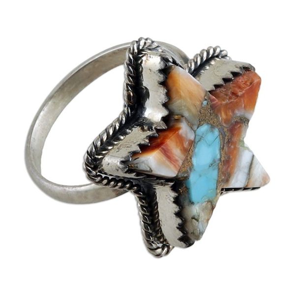 Alternate image for Star-Themed Cocktail Ring with Reconstituted Turquoise Stone Starry Festival