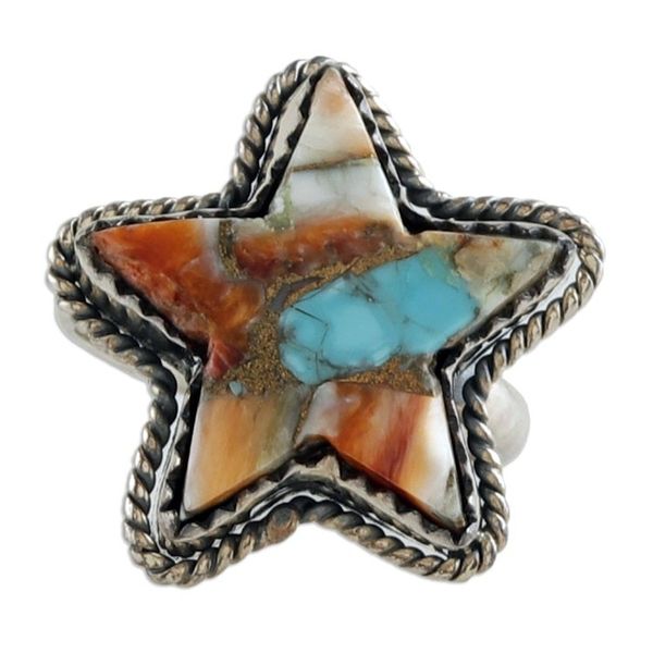 Alternate image for Star-Themed Cocktail Ring with Reconstituted Turquoise Stone Starry Festival