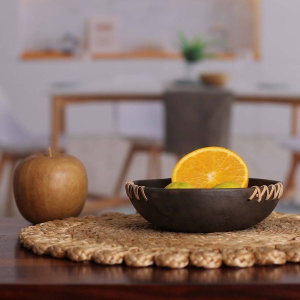 Alternate image for Set of 4 Handcrafted Round Black Ceramic Bowls Classic Saga