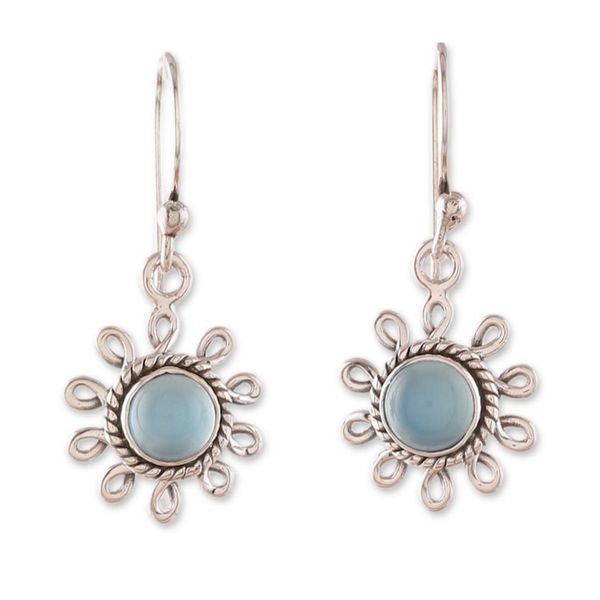 Alternate image for Sun-Shaped Sterling Silver Chalcedony Dangle Earrings Kind Sun