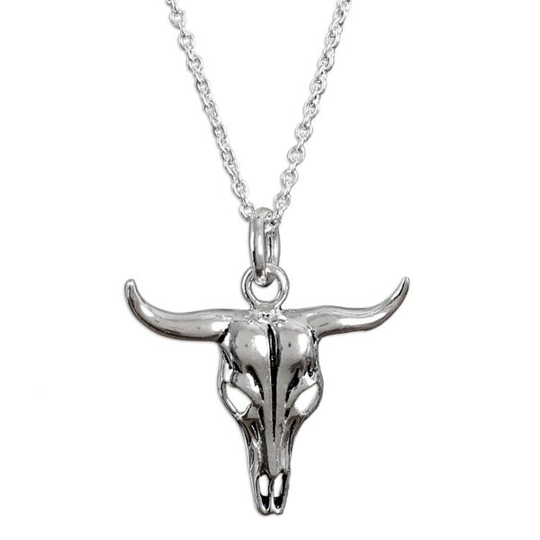 Alternate image for Polished Sterling Silver Necklace with Bull-Shaped Pendant Bull Spirit