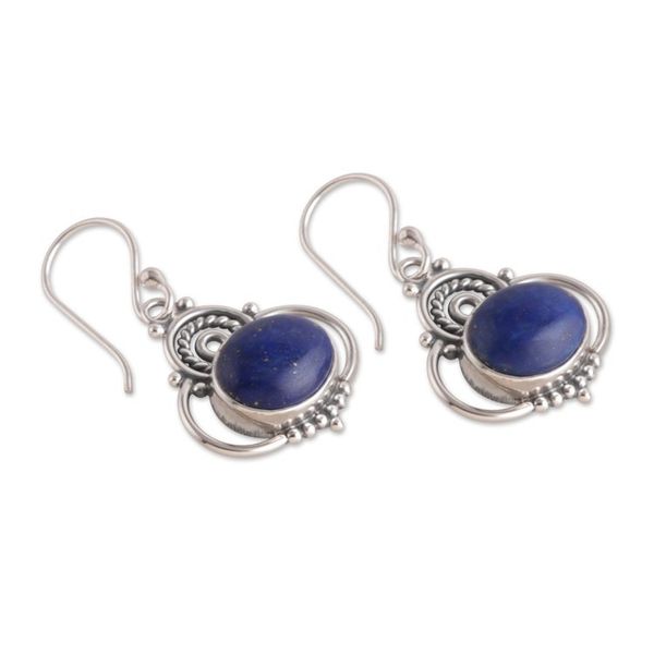 Alternate image for Polished Classic Lapis Lazuli Cabochon Dangle Earrings Queen of Truth