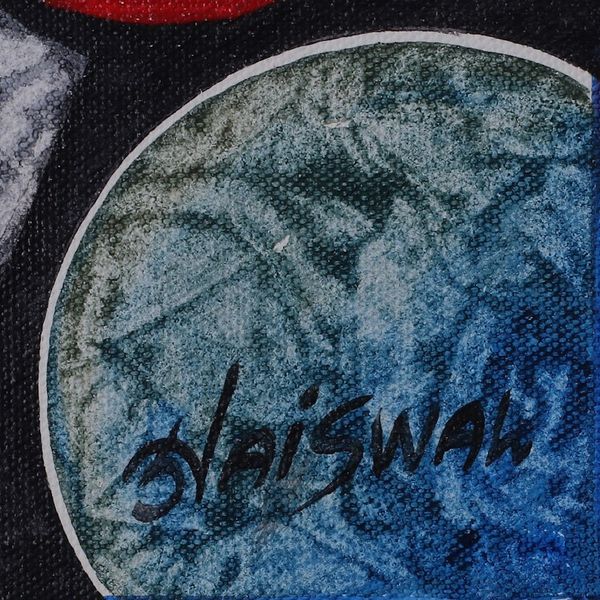 Alternate image for Signed Expressionist Acrylic Omkara Painting from India Cosmic Sound