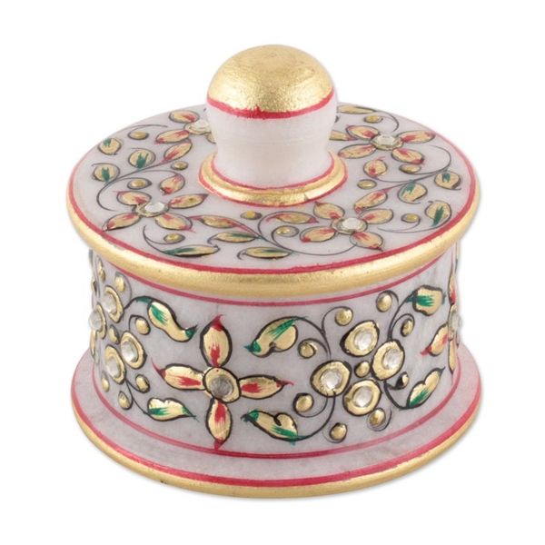 Alternate image for Golden and Red Marble Tray and Covered Bowls 5 Pieces Gathering at the Paradise