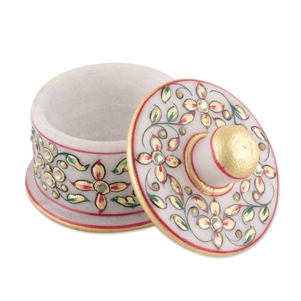 Alternate image for Golden and Red Marble Tray and Covered Bowls 5 Pieces Gathering at the Paradise