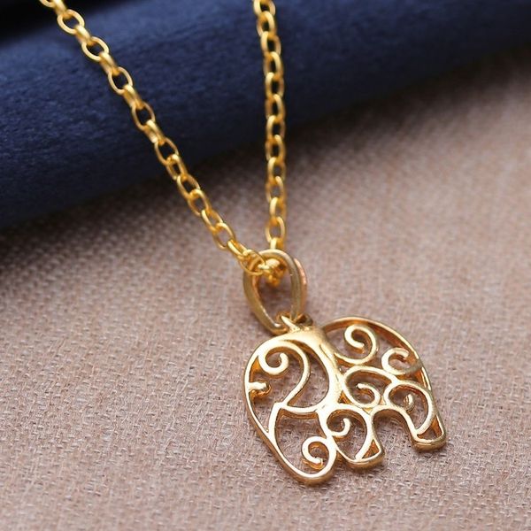 Alternate image for Elephant-Themed 22k Gold-Plated Pendant Necklace from India Giant Triumph