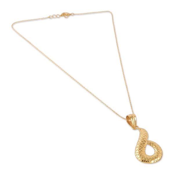 Alternate image for High-Polished Classic Brass Pendant Necklace from India Victorious Waves