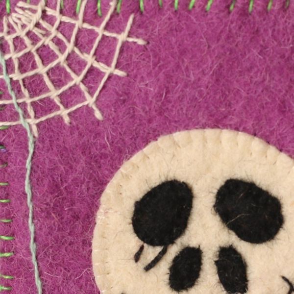 Alternate image for Handcrafted Halloween-Themed Purple Wool Felt Mobile Case Spooky Vibes