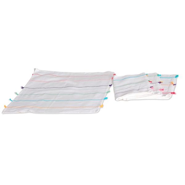 Alternate image for Set of 4 Handwoven Rainbow Striped Cotton Napkins Rainbow Meals