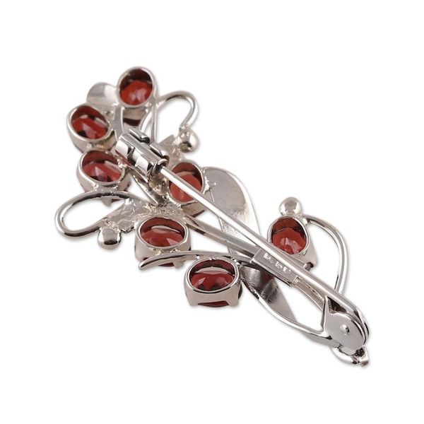 Alternate image for Floral Three-Carat Garnet and Sterling Silver Brooch Pin Passionate Bouquet