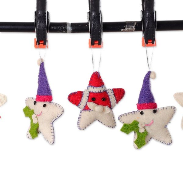 Alternate image for Set of 6 Star-Shaped Christmas-Themed Wool Felt Ornaments Star Holidays