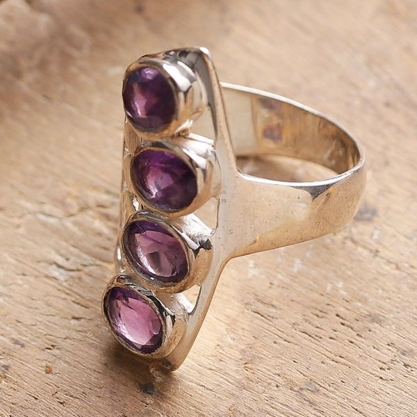 Alternate image for Sterling Silver Cocktail Ring with 4-Carat Amethyst Gems Glorious Wisdom