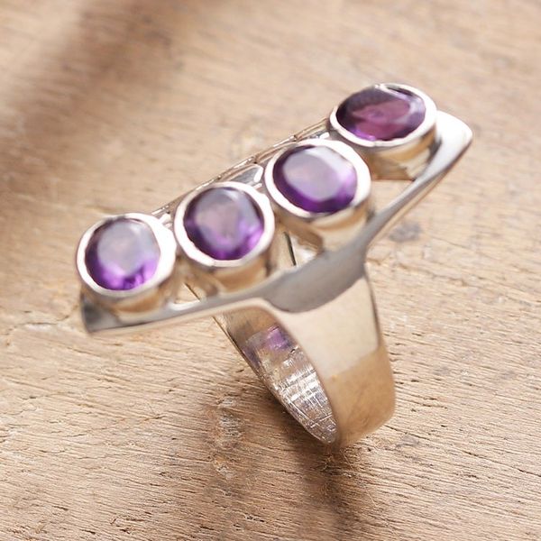 Alternate image for Sterling Silver Cocktail Ring with 4-Carat Amethyst Gems Glorious Wisdom