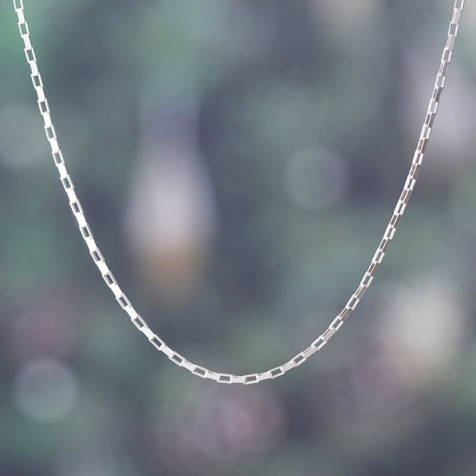 High-Polished Sterling Silver Box Chain Necklace 'Metropolitan Bonds'