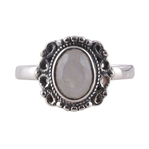 Alternate image for Natural 1-Carat Rainbow Moonstone Baroque Single Stone Ring Harmonious Memory