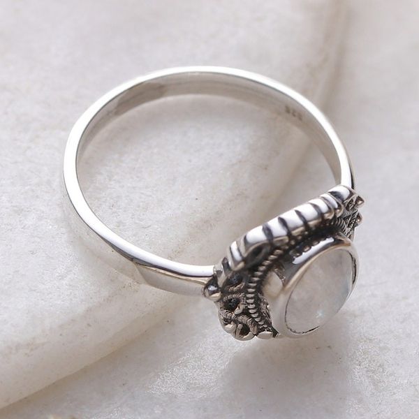 Alternate image for Natural 1-Carat Rainbow Moonstone Baroque Single Stone Ring Harmonious Memory