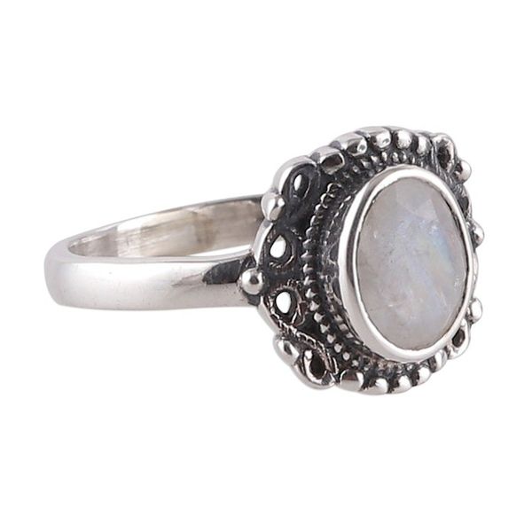 Alternate image for Natural 1-Carat Rainbow Moonstone Baroque Single Stone Ring Harmonious Memory