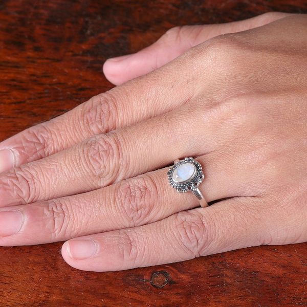 Alternate image for Natural 1-Carat Rainbow Moonstone Baroque Single Stone Ring Harmonious Memory