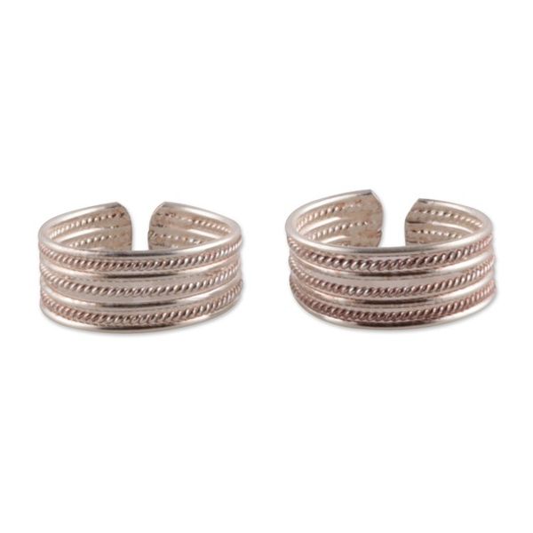 Alternate image for High-Polished Traditional Sterling Silver Toe Rings Pair Enchanting Charm