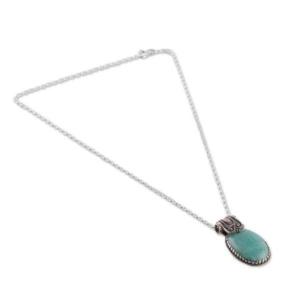 Alternate image for Polished Traditional Amazonite Cabochon Pendant Necklace Royal Waters