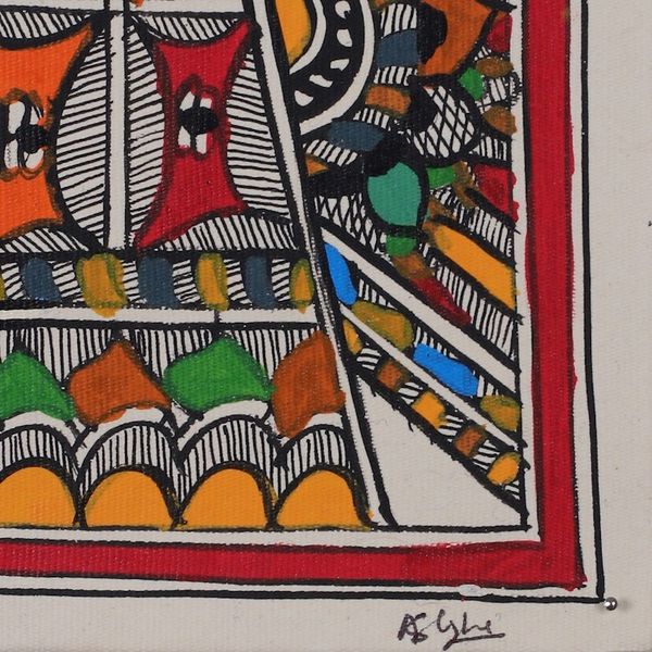 Alternate image for Hindu Goddess Saraswati Madhubani Painting on Handmade Paper Goddess Saraswati II