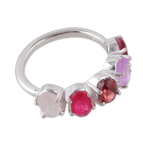 Alternate image for Polished One-Carat Faceted Multi-Gemstone Cocktail Ring Pink Lovers