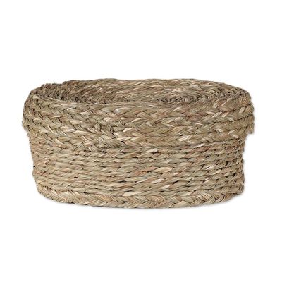 Alternate image for Handwoven Minimalist Round Natural Sabai Grass Fiber Basket Rural Minimalism