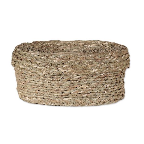 Alternate image for Handwoven Minimalist Round Natural Sabai Grass Fiber Basket Rural Minimalism
