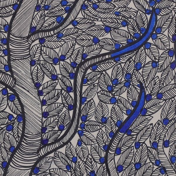 Alternate image for Madhubani Painting of Sacred Banyan Tree from India The Sacred Banyan
