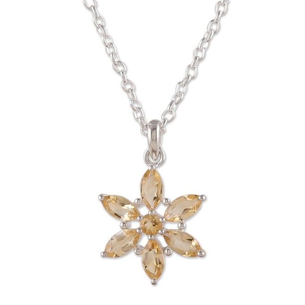 Alternate image for Floral Faceted Three-Carat Citrine Pendant Necklace Floral Success