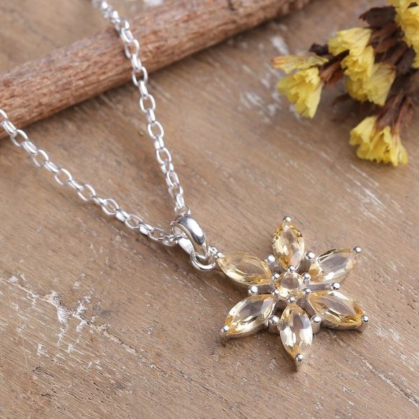 Alternate image for Floral Faceted Three-Carat Citrine Pendant Necklace Floral Success