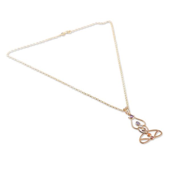 Alternate image for 22k Gold-Plated Multi-Gemstone Chakra Pendant Necklace Triumphant Mind