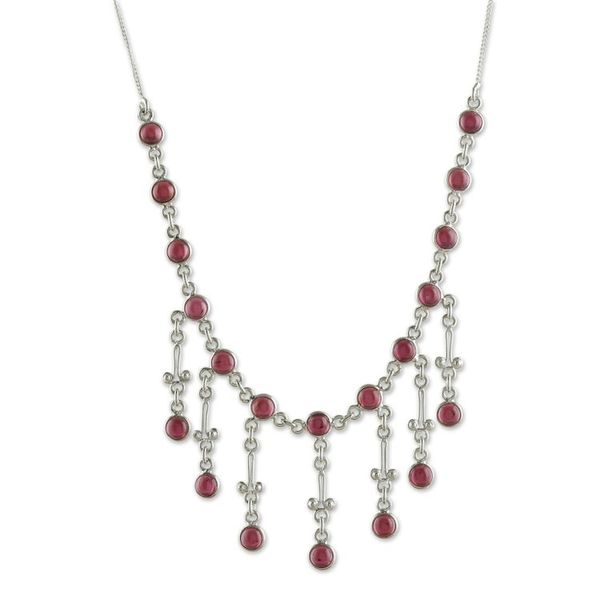 Alternate image for Classic Garnet and Sterling Silver Waterfall Necklace Passion Cascade