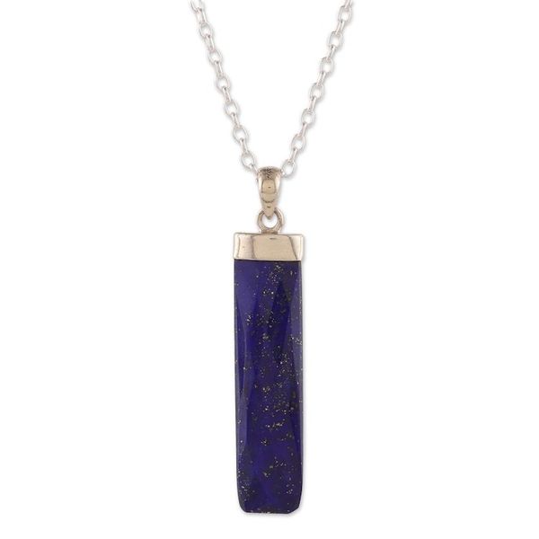 Alternate image for High-Polished Minimalist Lapis Lazuli Pendant Necklace Fragment of Intellect