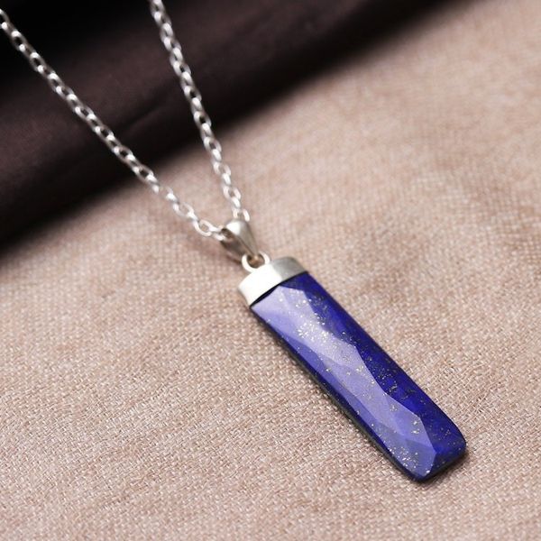 Alternate image for High-Polished Minimalist Lapis Lazuli Pendant Necklace Fragment of Intellect