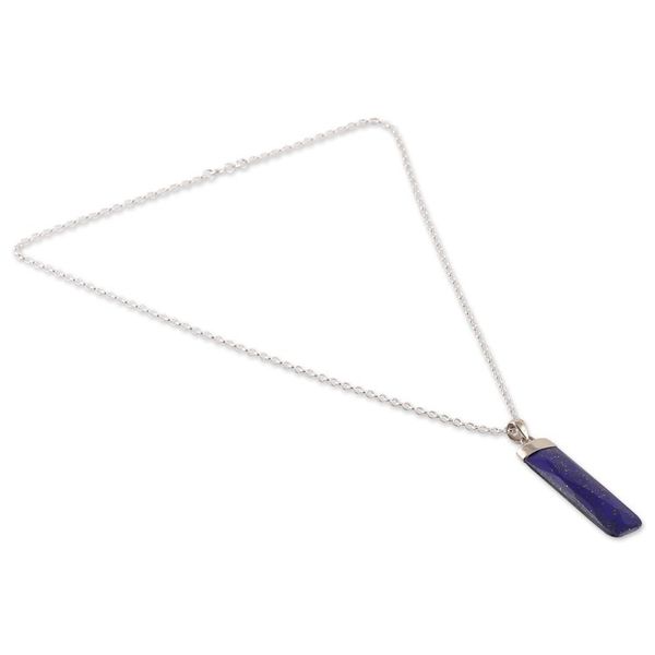 Alternate image for High-Polished Minimalist Lapis Lazuli Pendant Necklace Fragment of Intellect