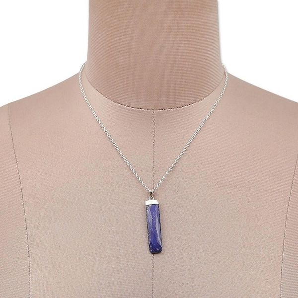 Alternate image for High-Polished Minimalist Lapis Lazuli Pendant Necklace Fragment of Intellect