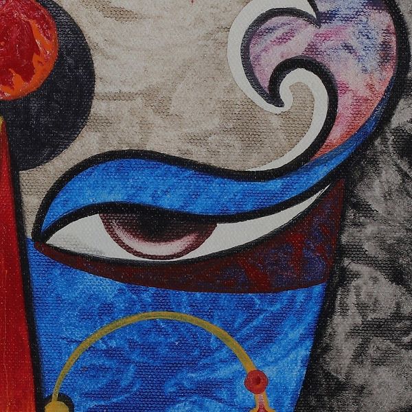 Alternate image for Signed Expressionist Traditional Acrylic Kushmanda Painting Kushmanda Devi