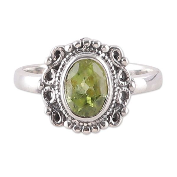 Alternate image for Classic Natural One-Carat Peridot Single Stone Cocktail Ring Gleaming Luck