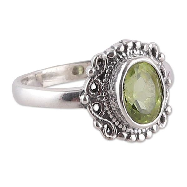Alternate image for Classic Natural One-Carat Peridot Single Stone Cocktail Ring Gleaming Luck